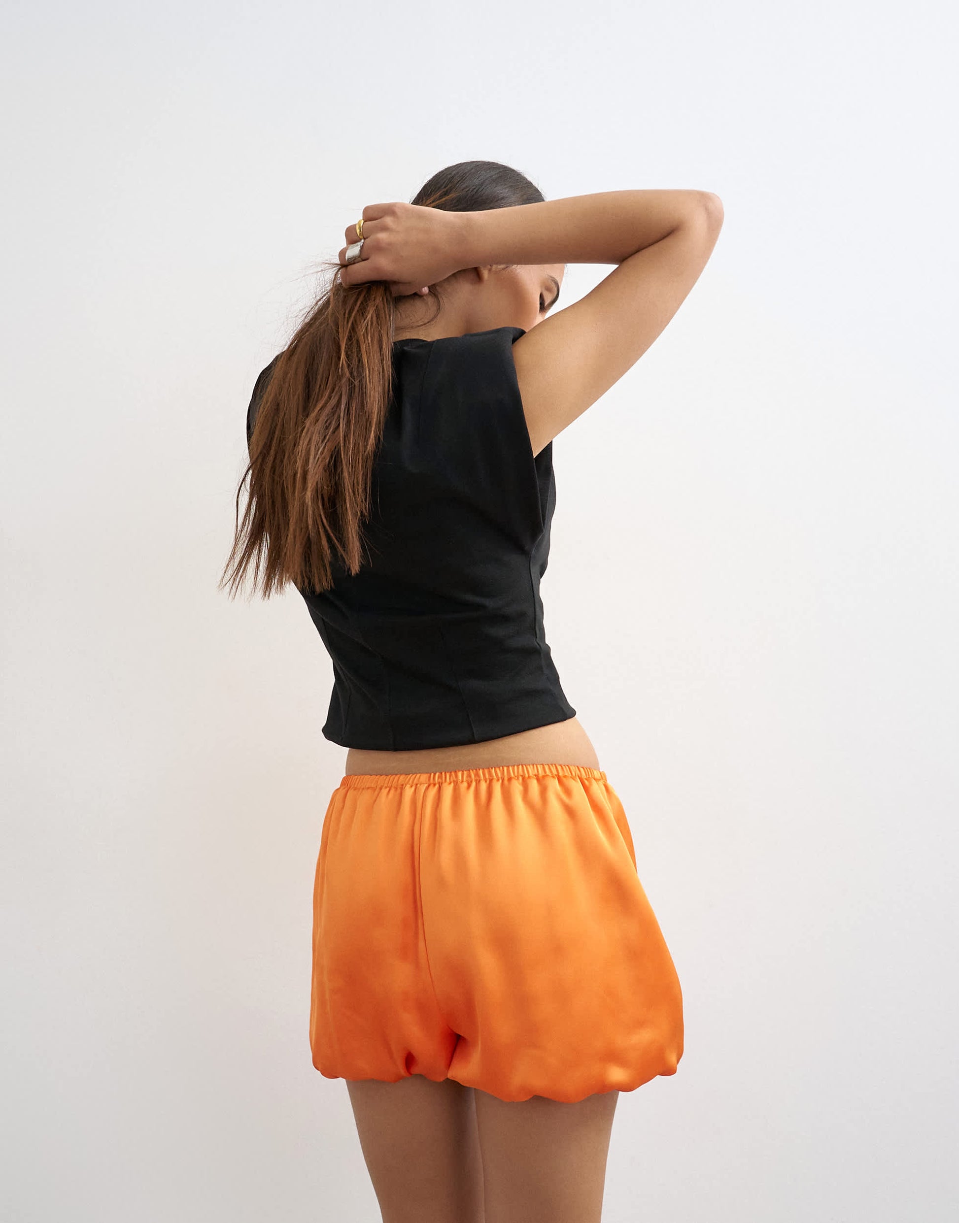 Topshop satin bubble short in orange