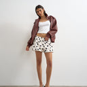 Topshop satin bubble short in polka dot
