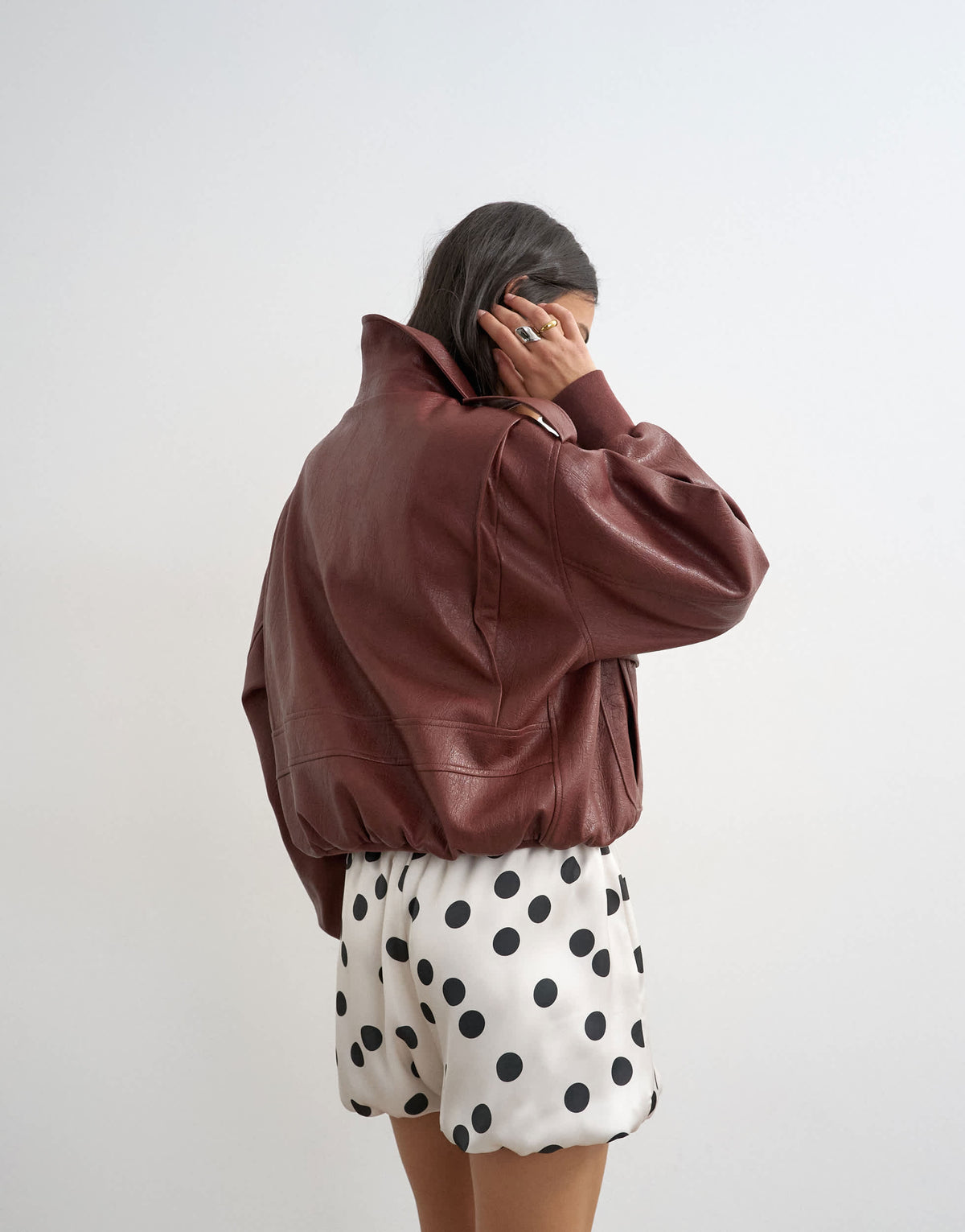 Topshop satin bubble short in polka dot