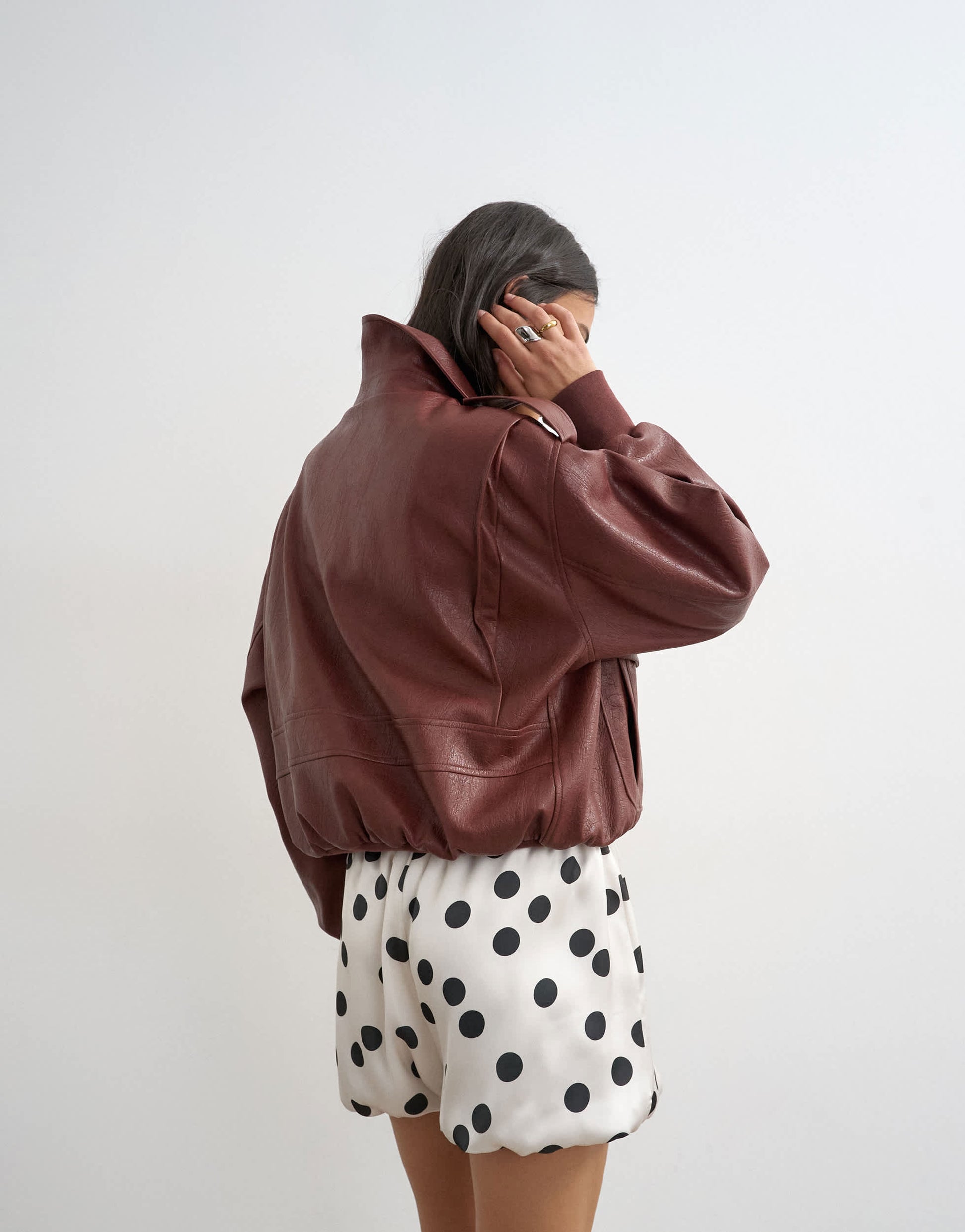 Topshop satin bubble short in polka dot