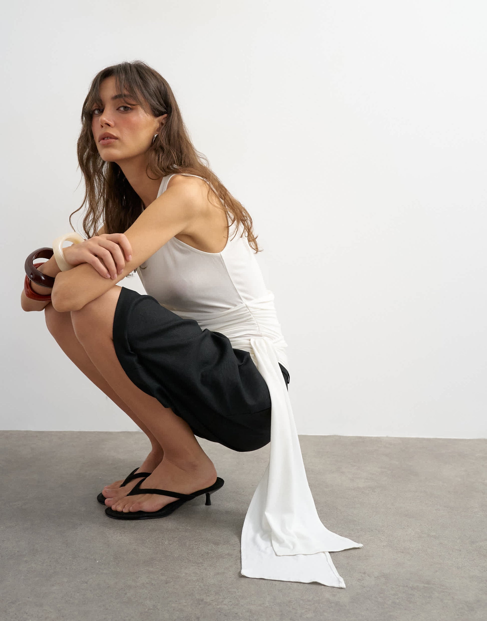 Topshop wrap drape tank with tie in ecru