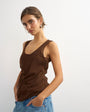 Topshop mesh ruched tunic layered vest in brown