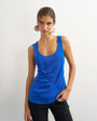 Topshop mesh ruched tunic layered vest in cobalt blue
