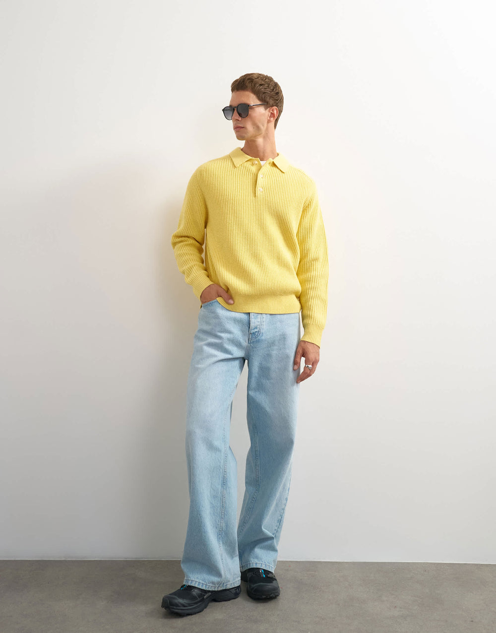 Topman Polo-Shirt aus Strick in klassischer Passform, gelb