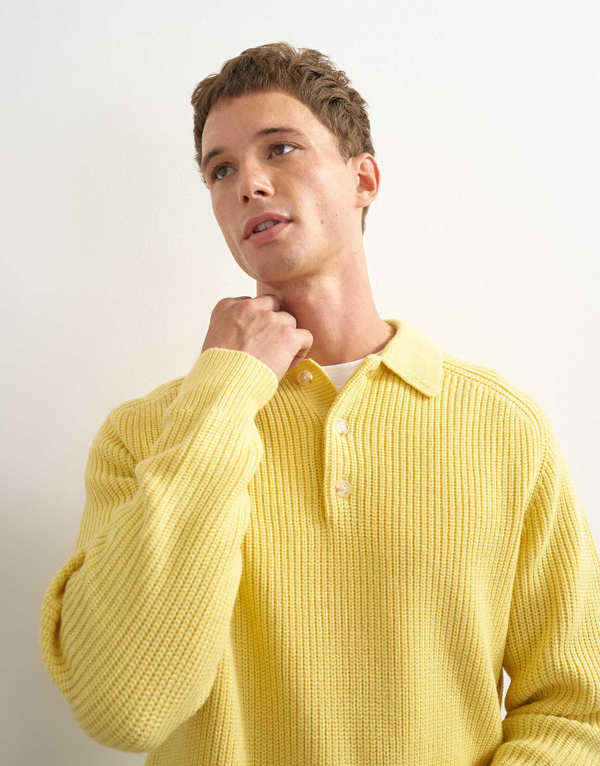 Topman classic fit knitted polo in yellow