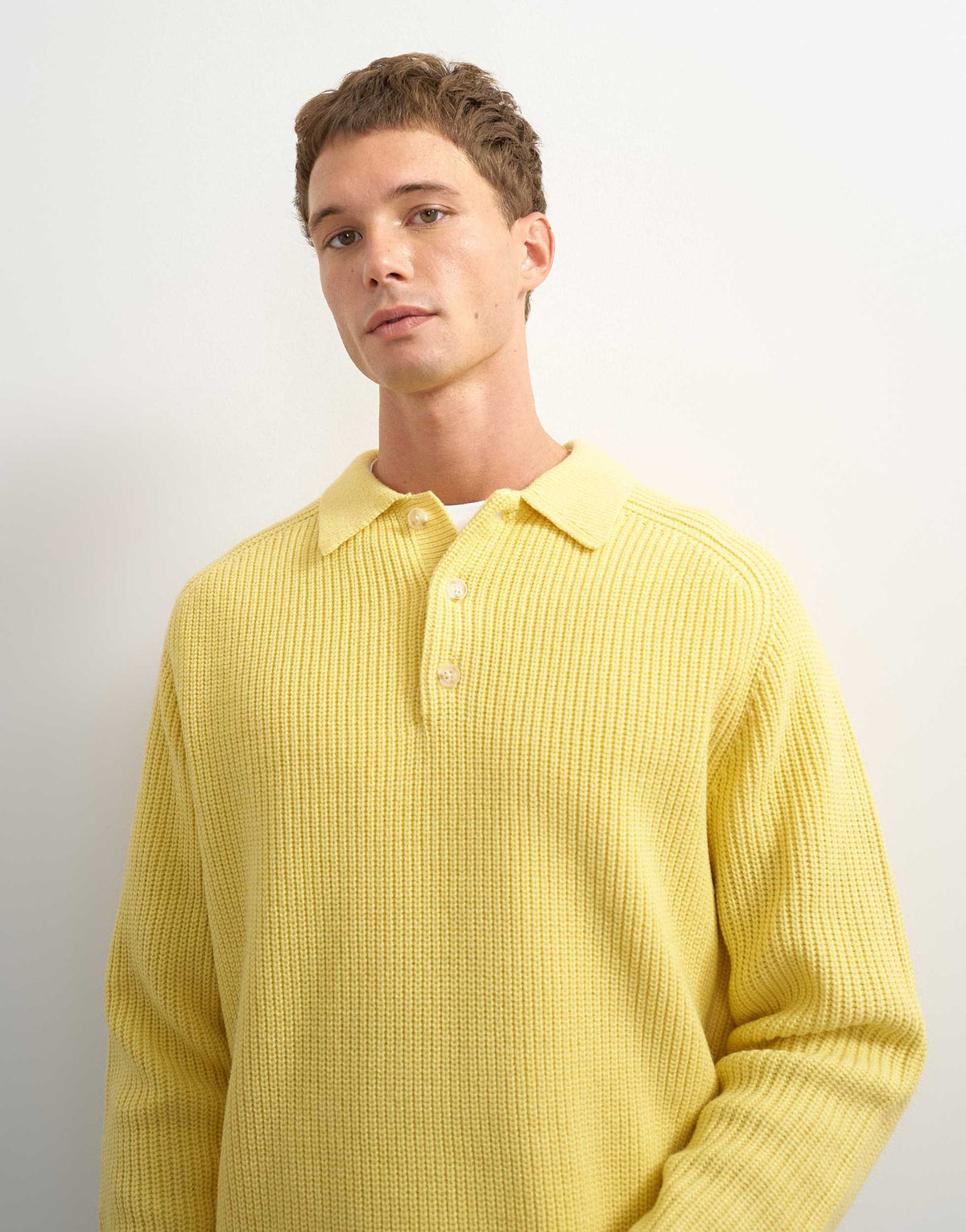 Topman classic fit knitted polo in yellow