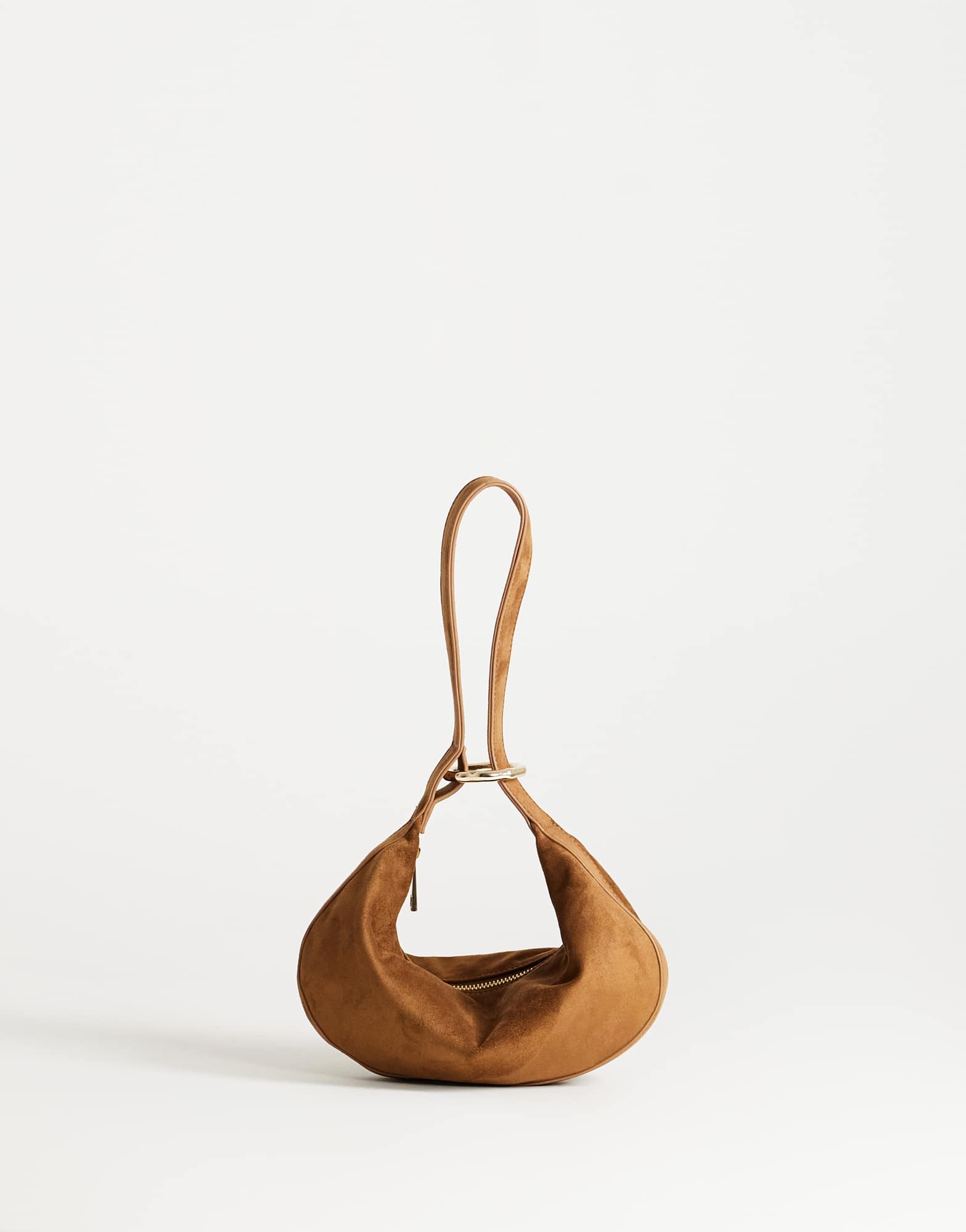 Topshop Grace small faux suede scoop grab bag in tan