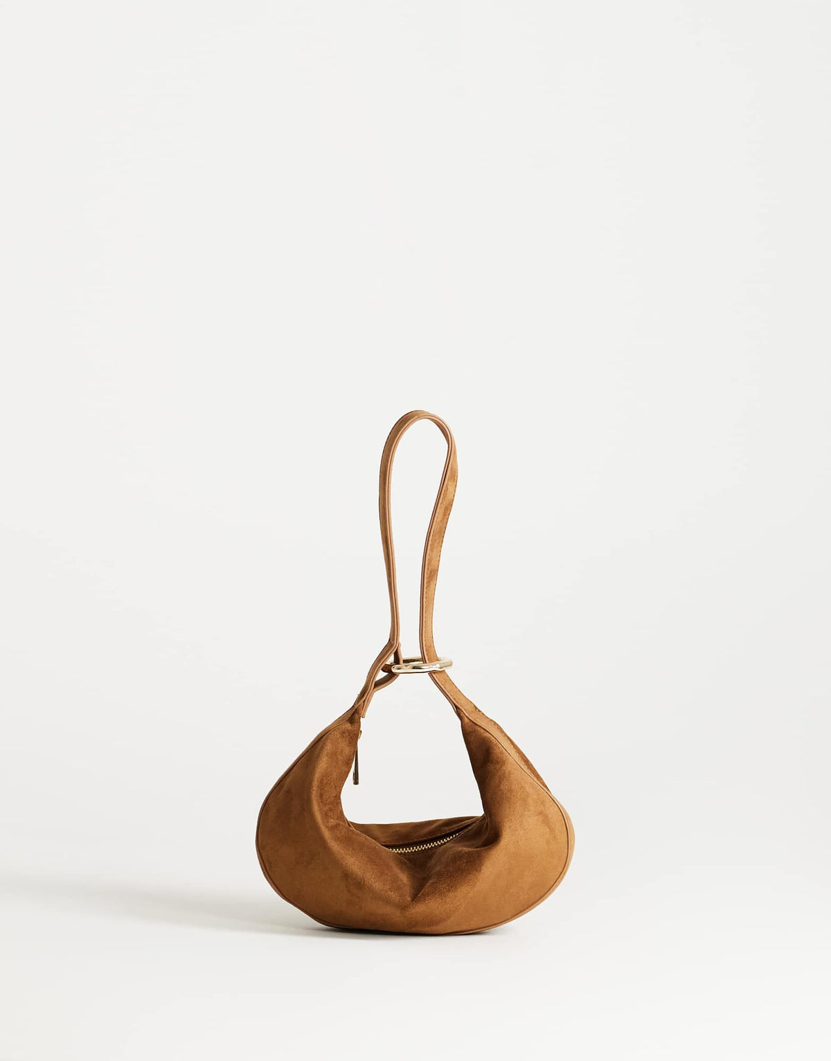 Topshop Grace small faux suede scoop grab bag in tan