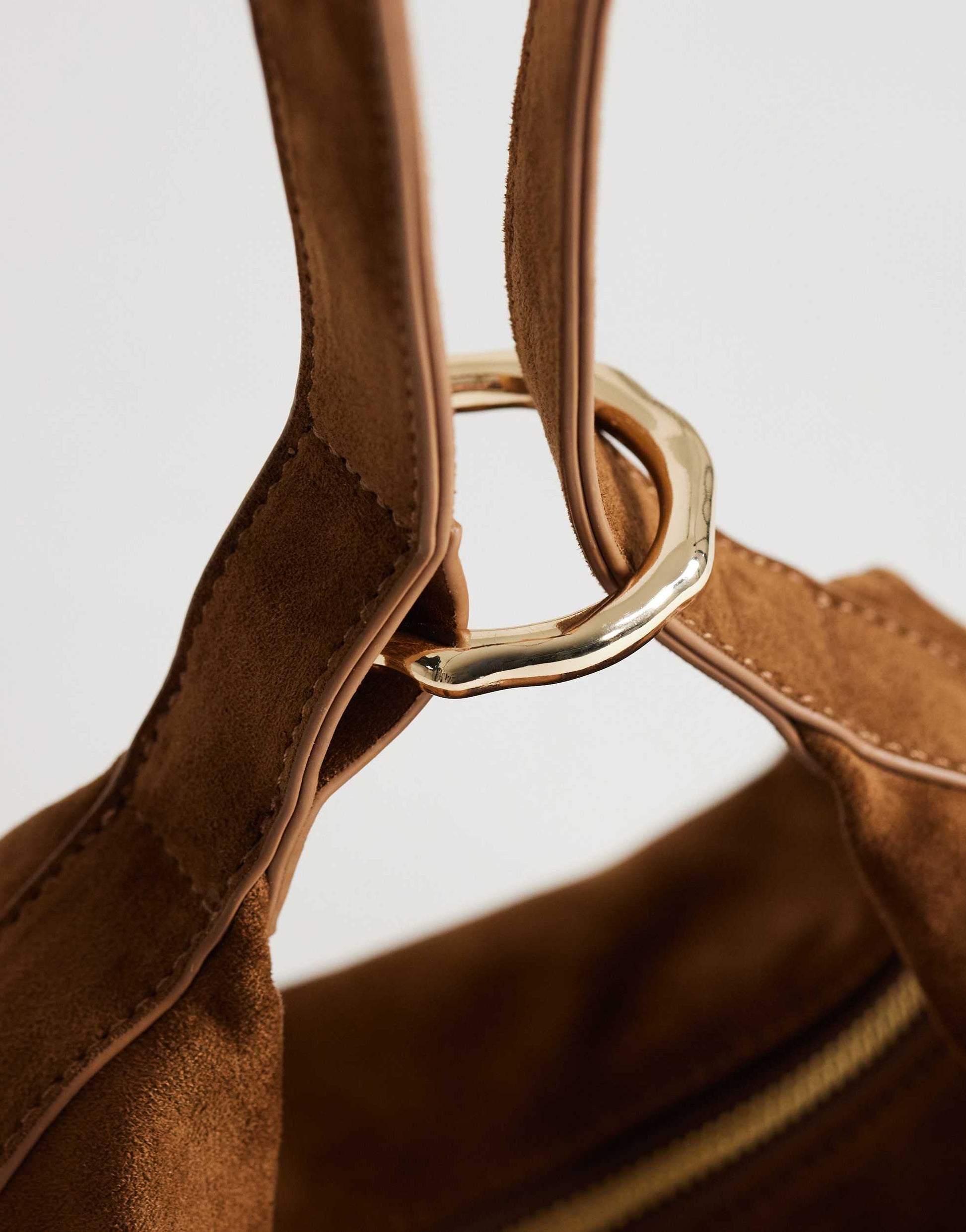 Topshop Grace small faux suede scoop grab bag in tan