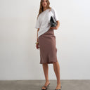 Topshop melfi 90s length skirt in chocolate