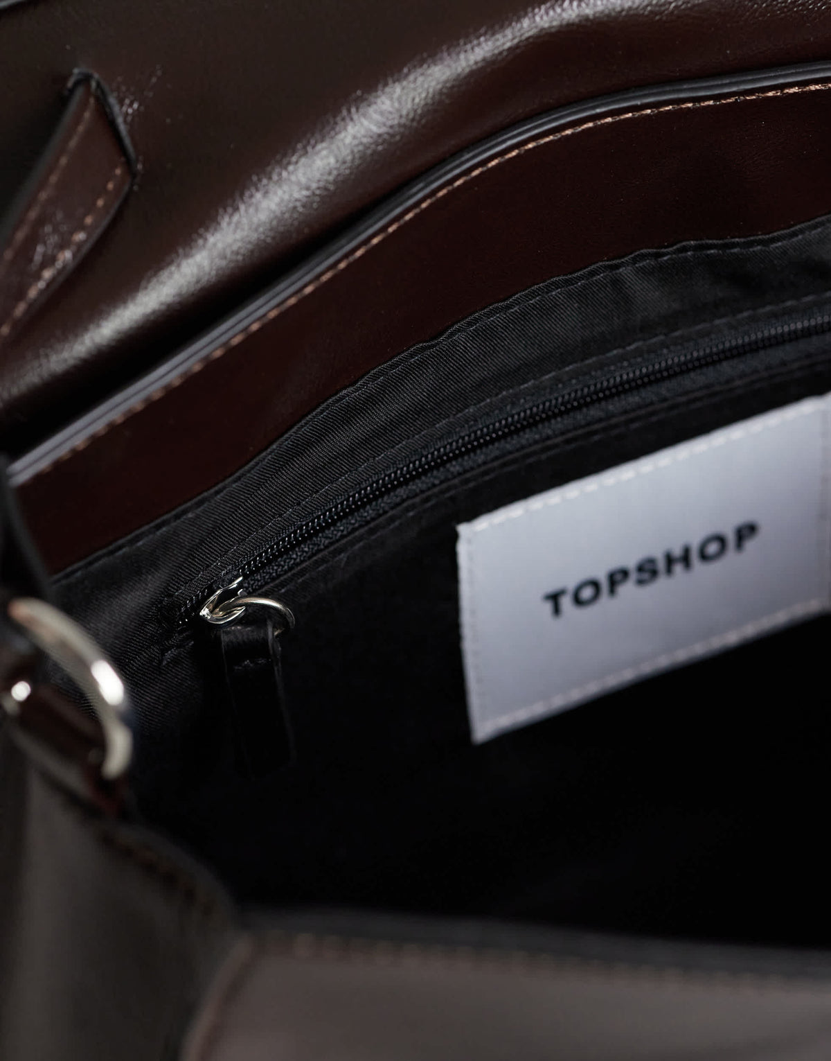 Topshop Stevey medium shoulder bag in chocolate