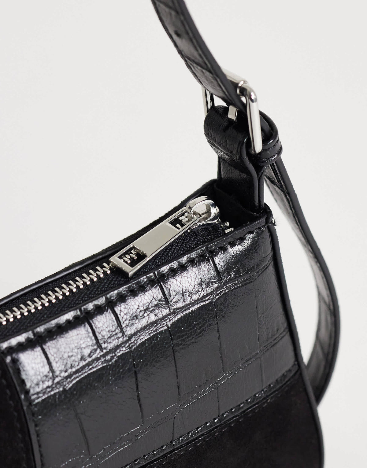 Topshop Sherry small patchwork shoulder bag in black