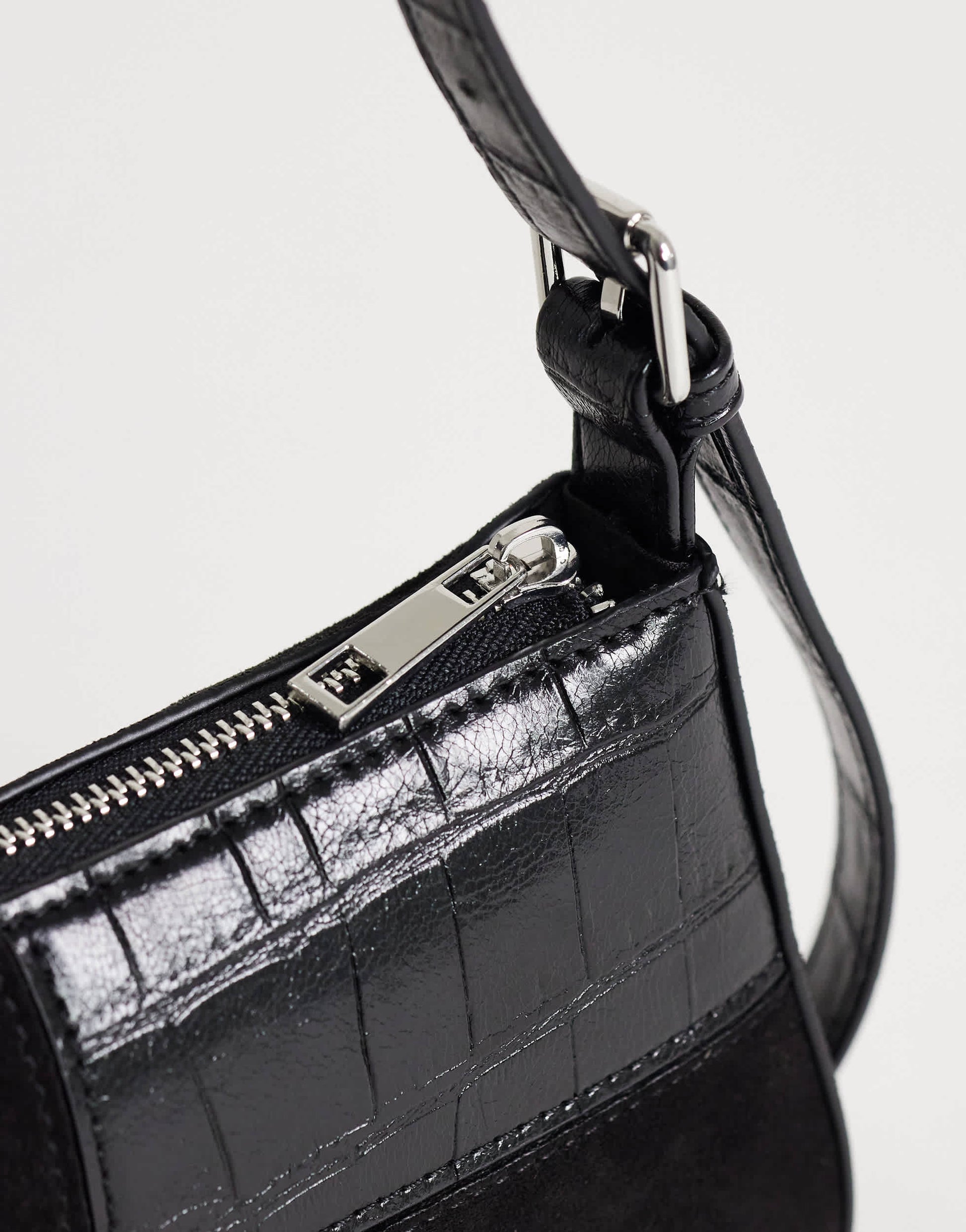 Topshop Sherry small patchwork shoulder bag in black