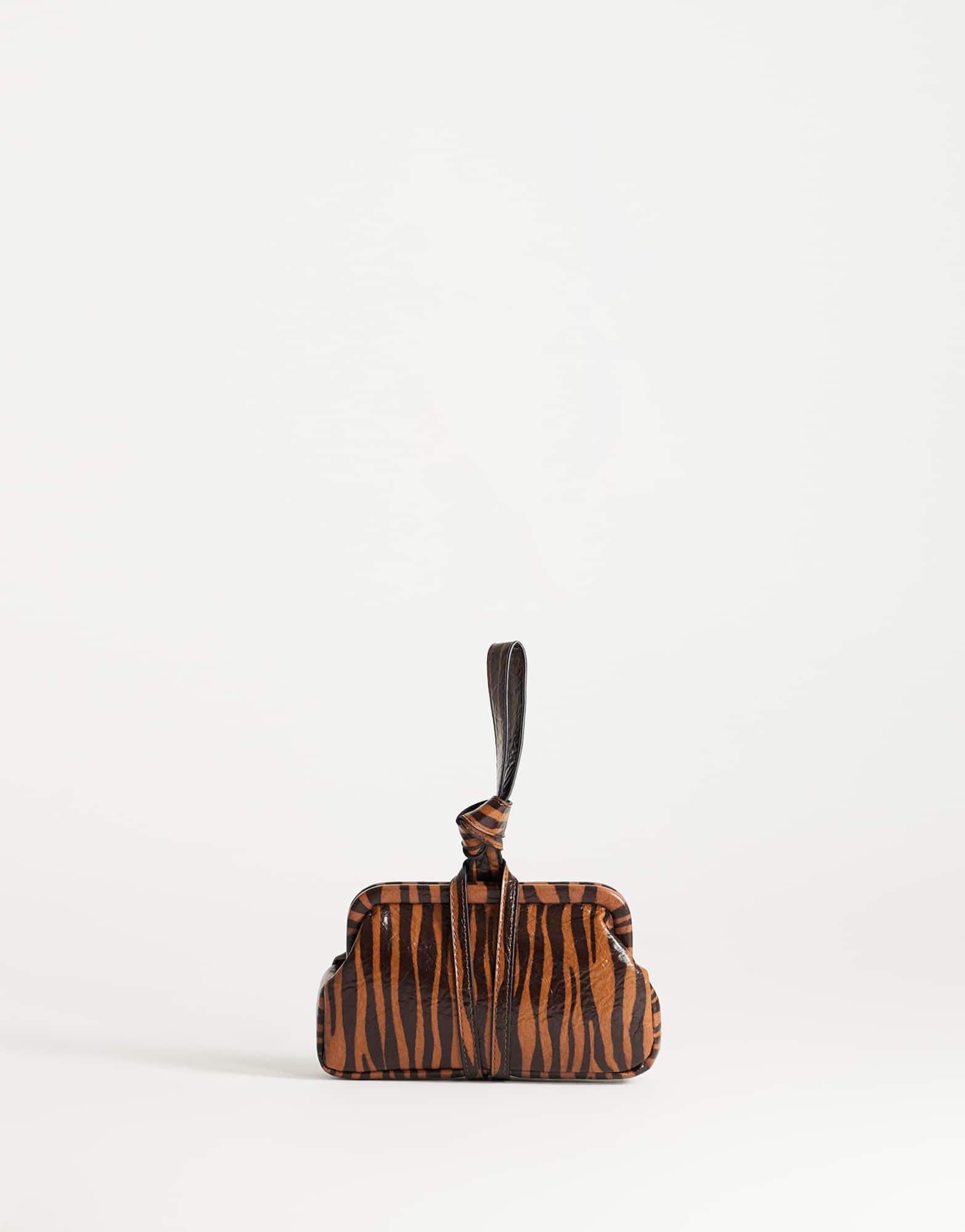 Topshop Jade mini wristlet grab bag in tiger print