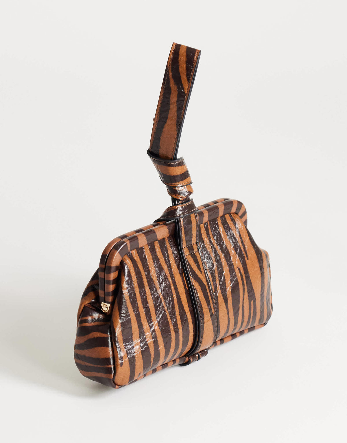 Topshop Jade mini wristlet grab bag in tiger print