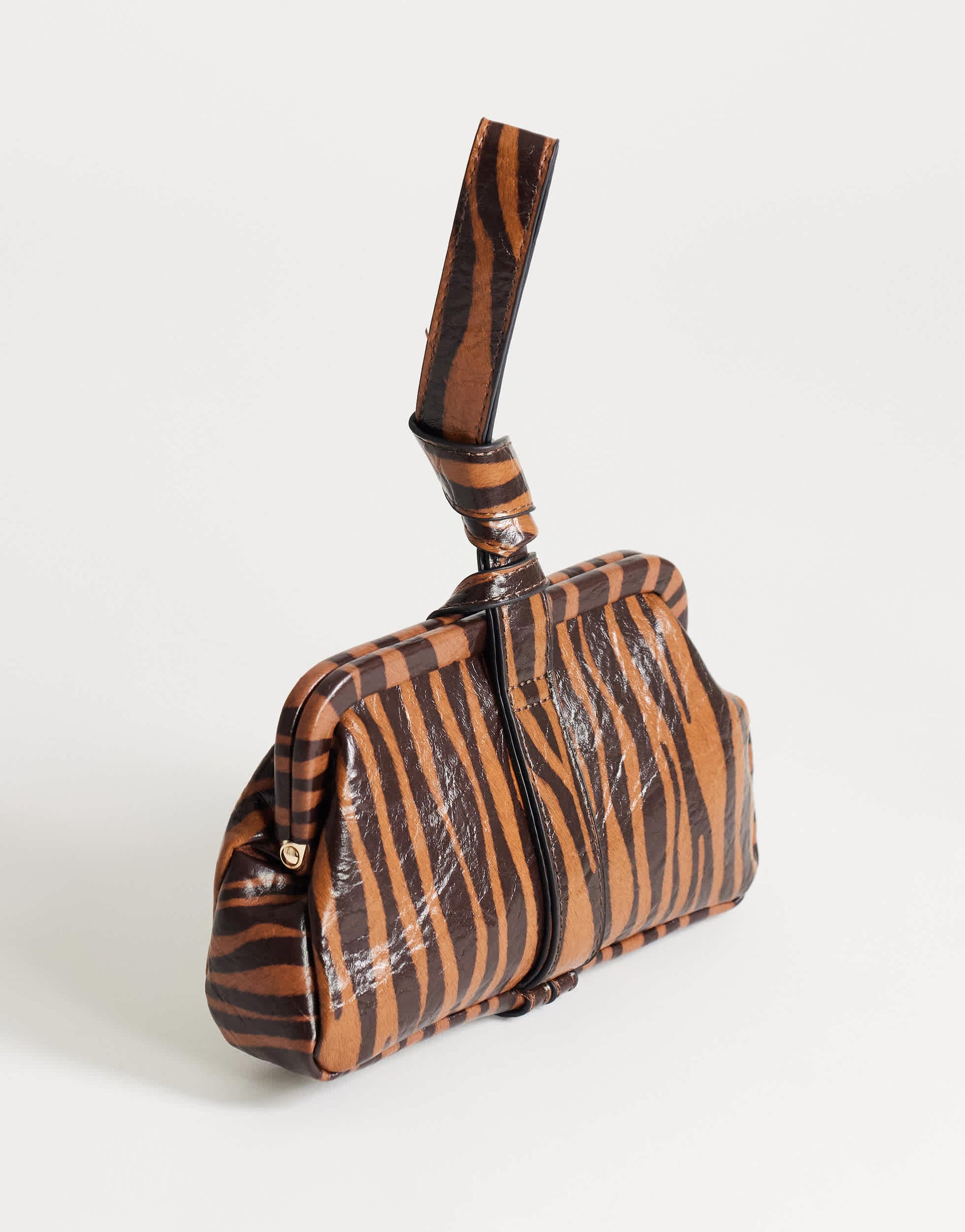 Topshop Jade mini wristlet grab bag in tiger print