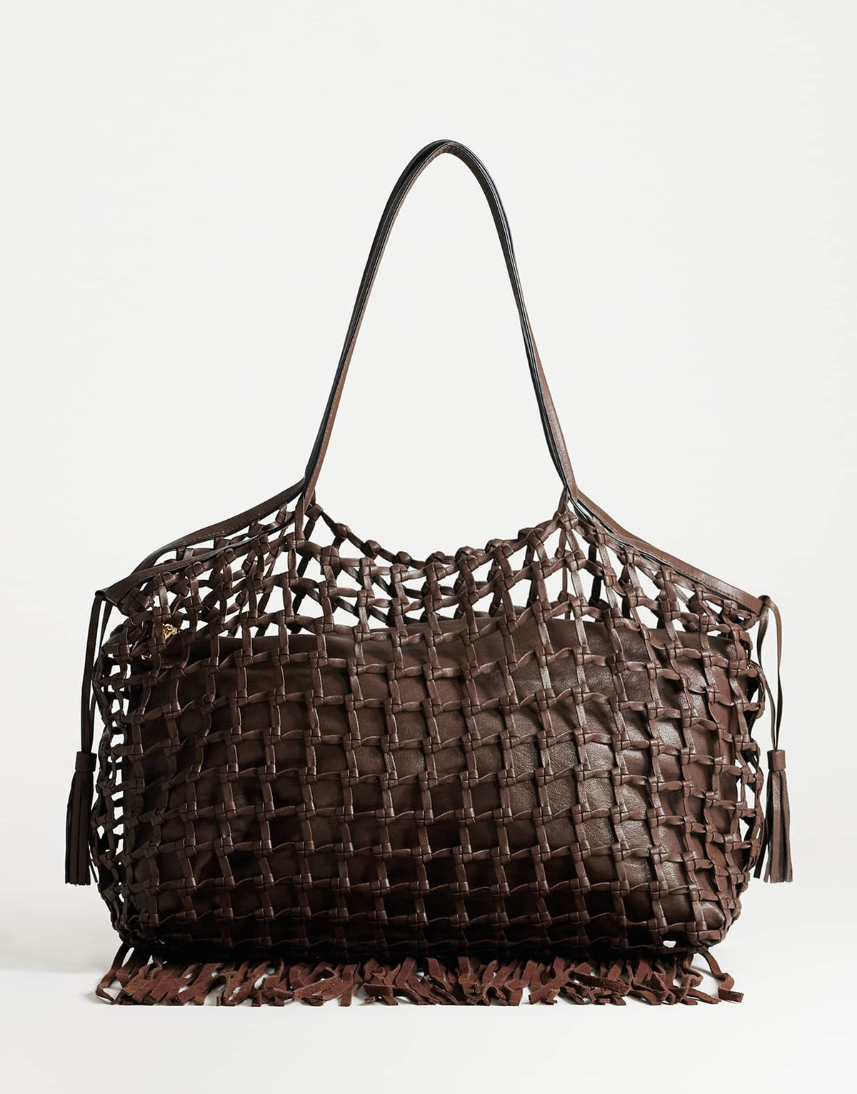 Topshop Tobias large woven tote bag in chocolate