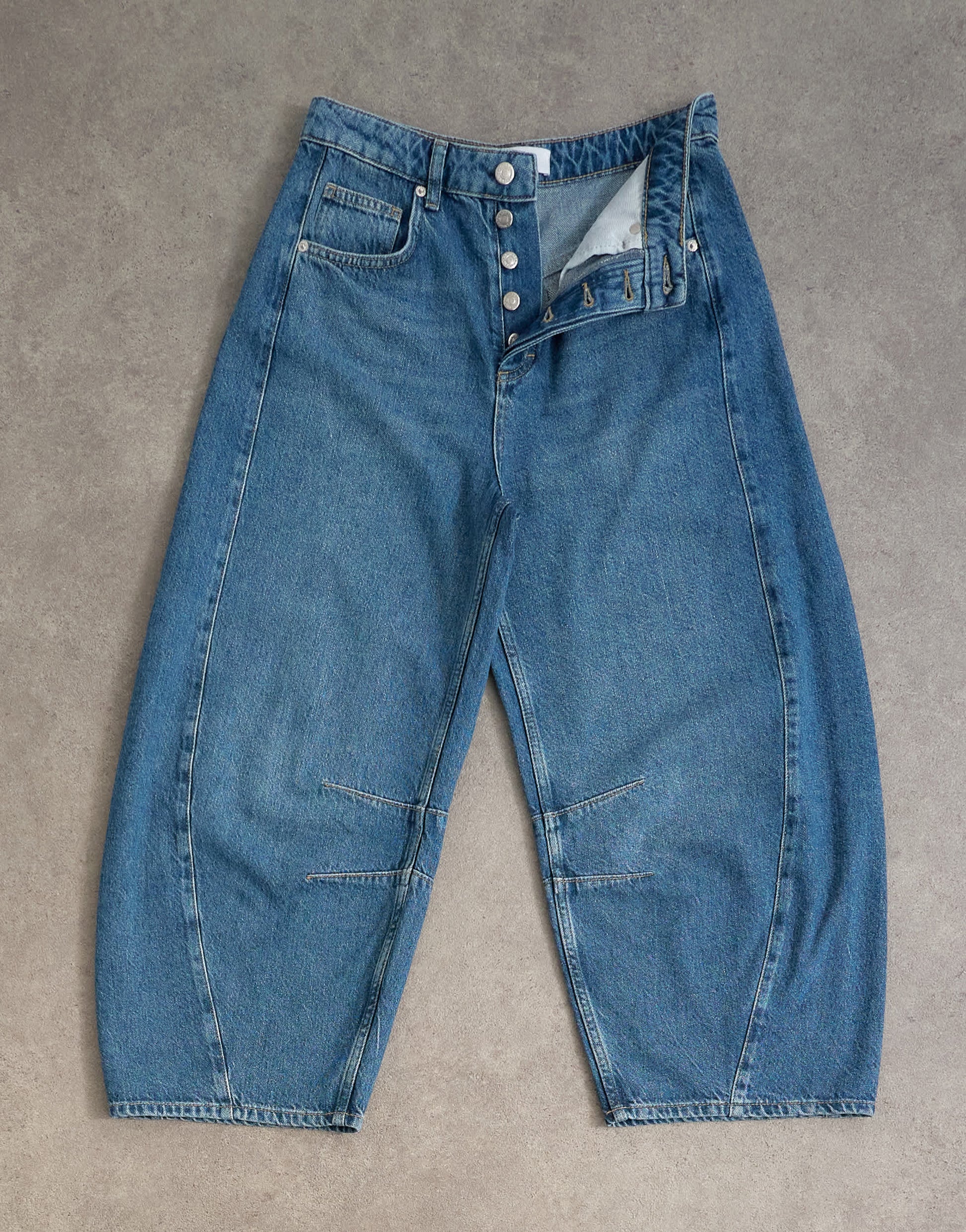 Topshop mid rise crop barrel jean in rich blue
