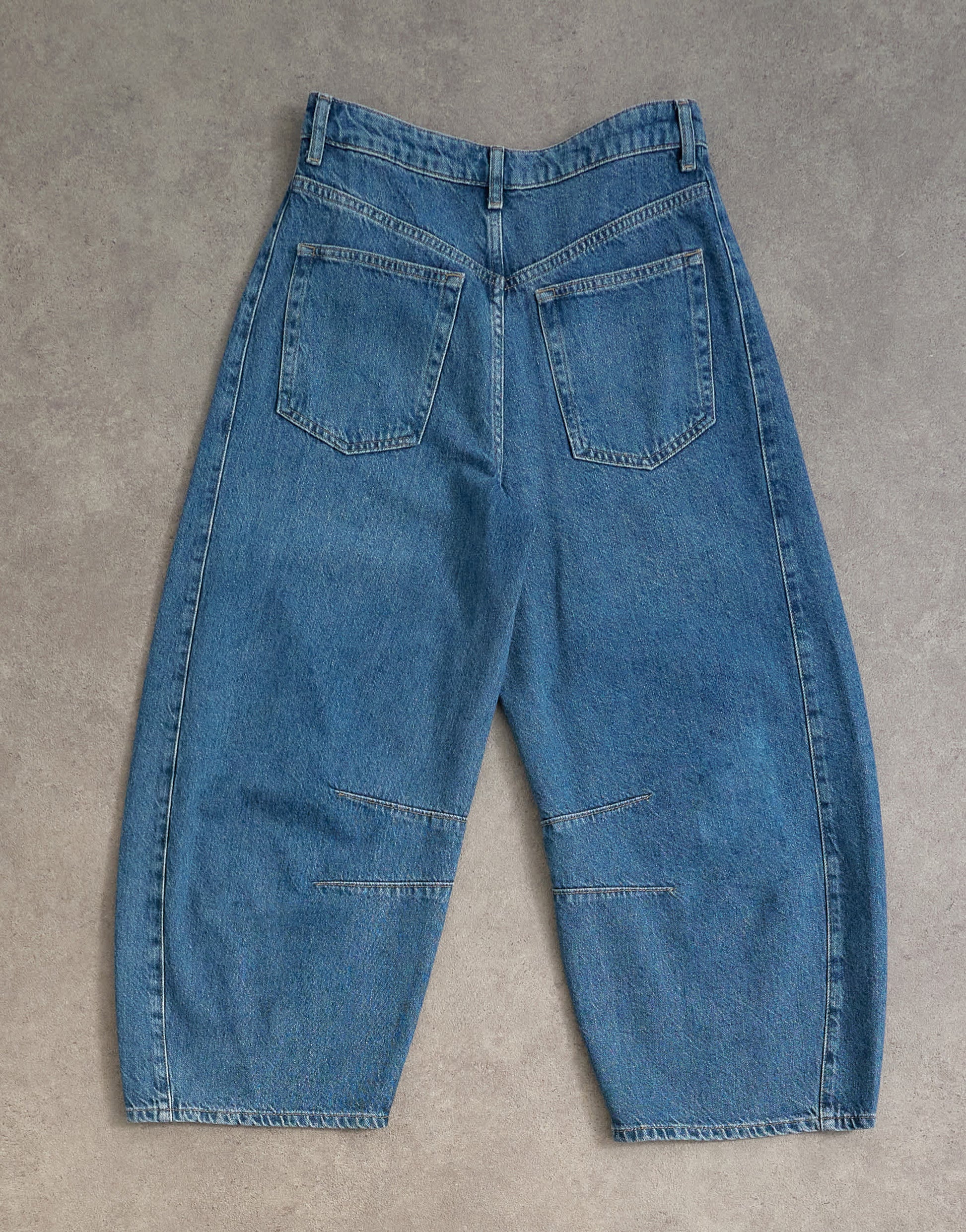 Topshop mid rise crop barrel jean in rich blue