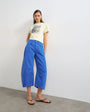 Topshop mid rise crop barrel jean in cobalt blue
