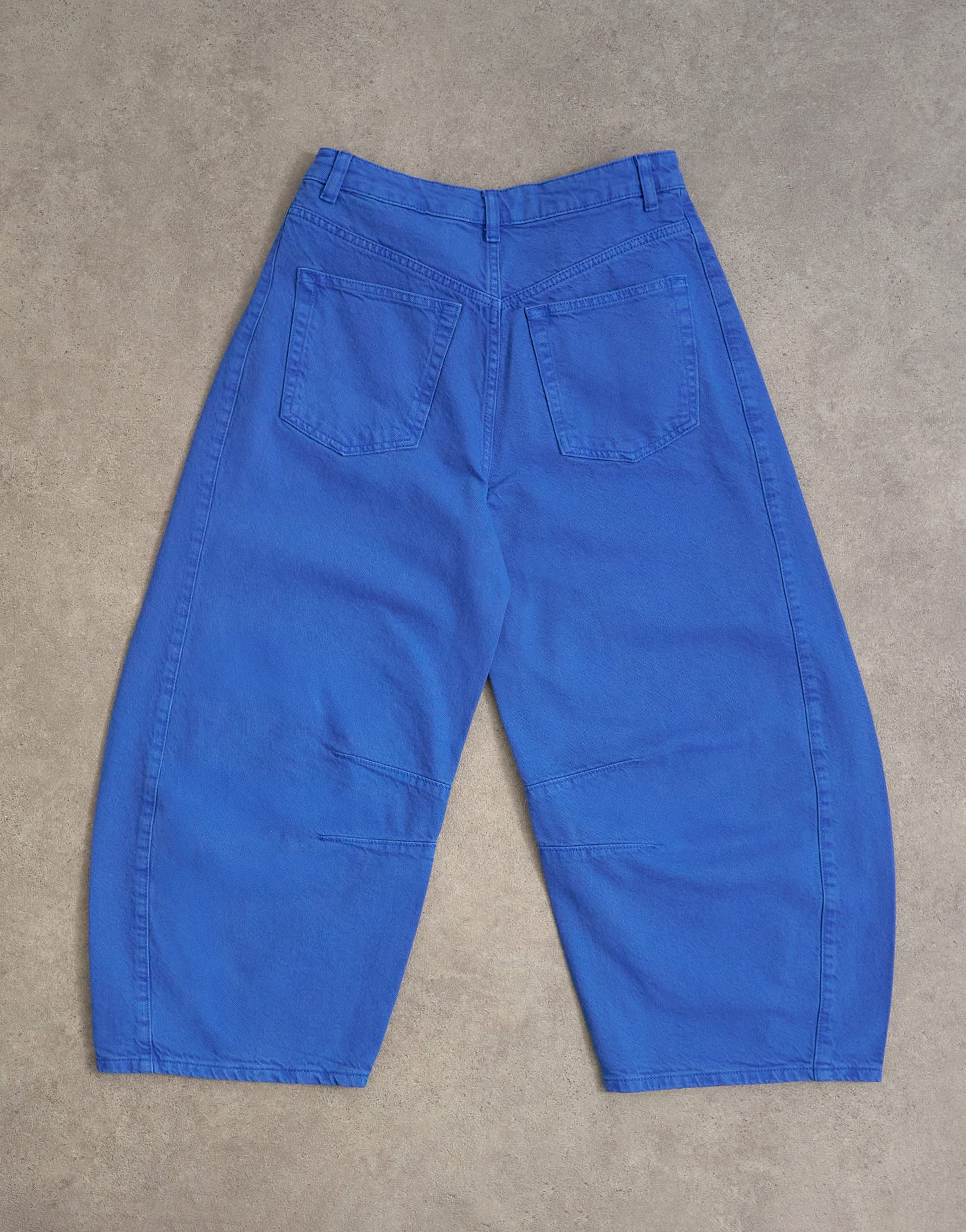 Topshop mid rise crop barrel jean in cobalt blue