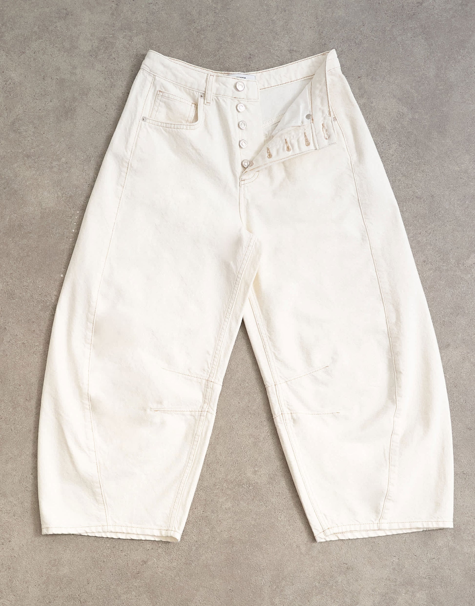 Topshop mid rise crop barrel jean in bone