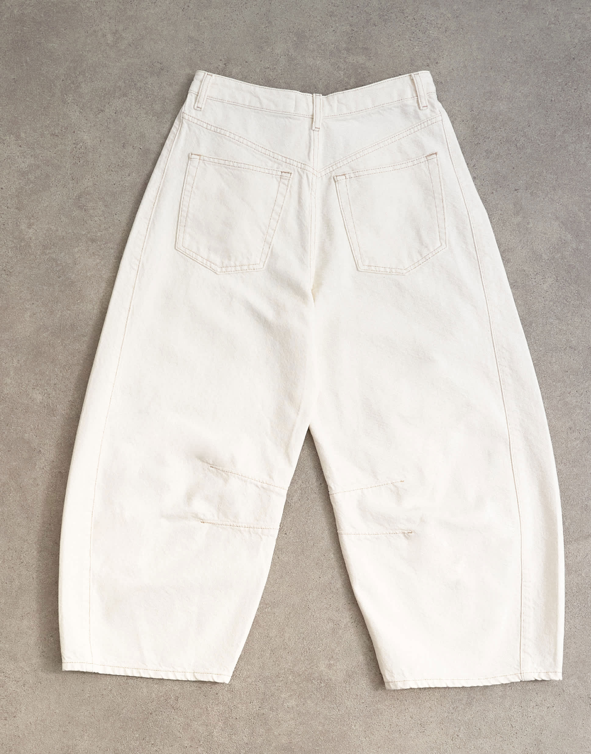Topshop mid rise crop barrel jean in bone