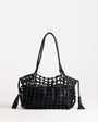Topshop Shia medium woven shoulder bag in black