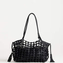Topshop Shia medium woven shoulder bag in black
