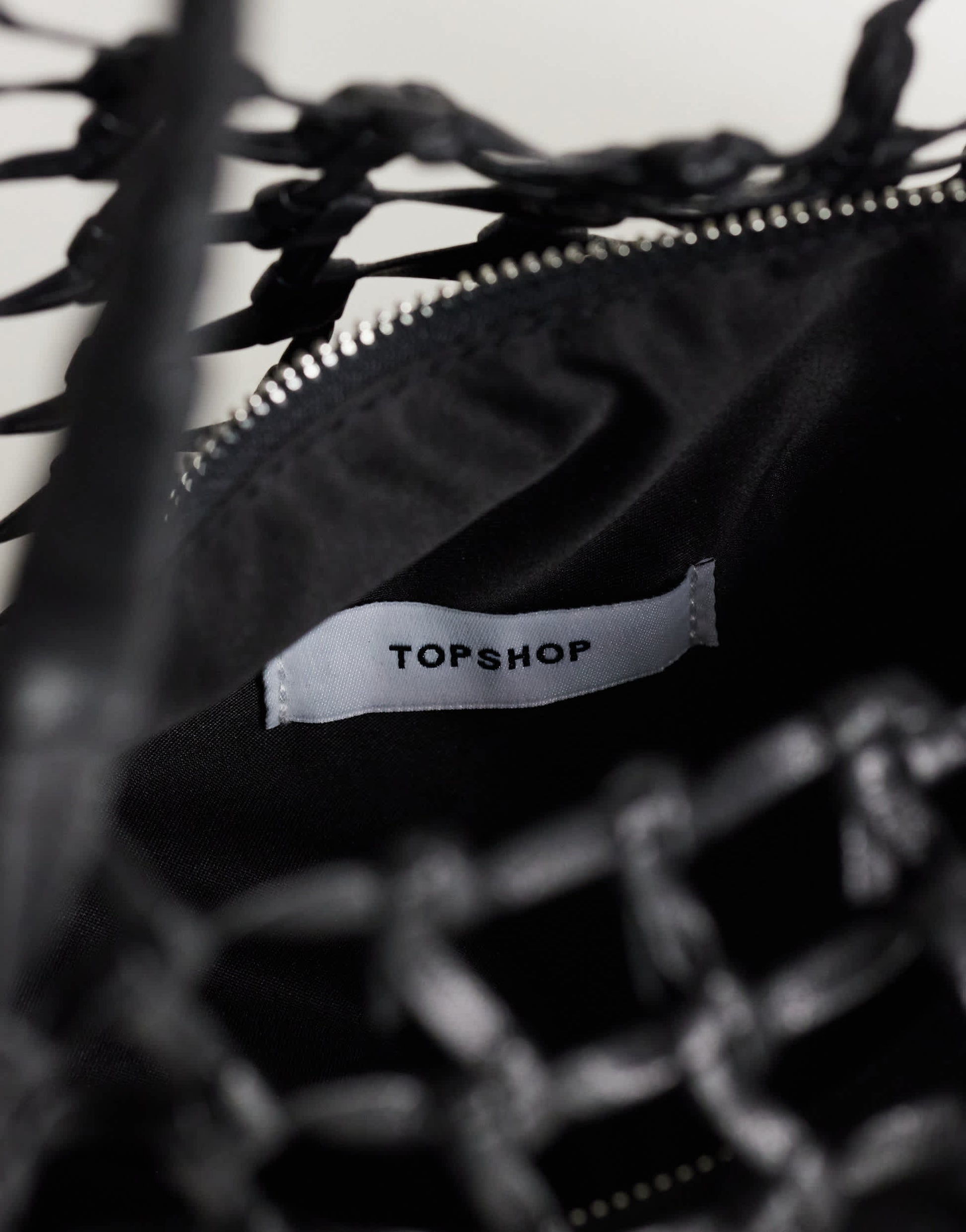 Topshop Shia medium woven shoulder bag in black