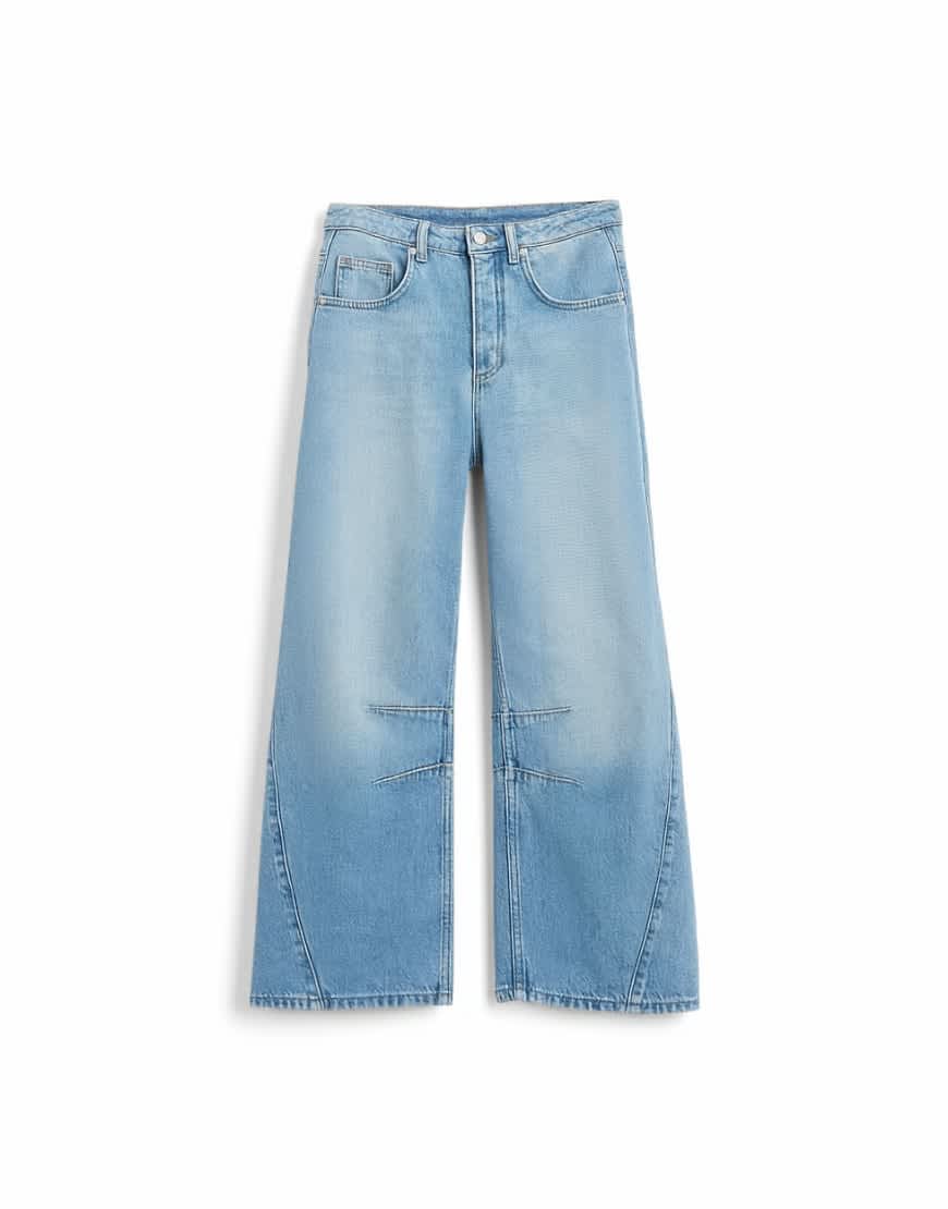 Topshop mid rise crop barrel jean in bleach