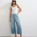 Topshop mid rise crop barrel jean in bleach