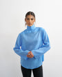 Topshop funnel neck backwards long sleeve shirt in cornflour blue