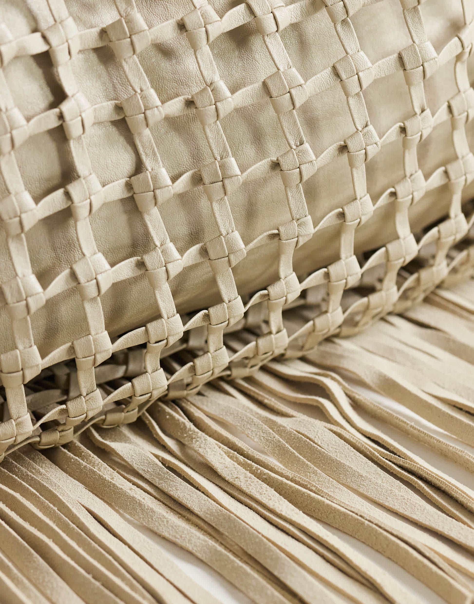 Topshop Tobias large woven tote bag in off white