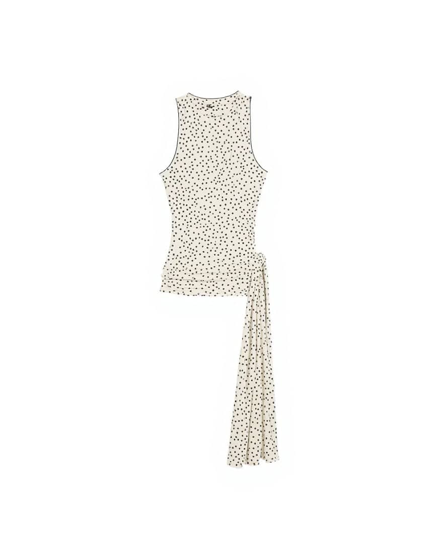 Topshop polka dot high neck sleeveless tank in mono