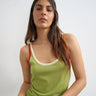 Topshop contrast trim sheer vest top in green