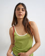 Topshop knitted contrast trim sheer vest top in green
