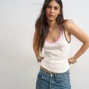 Topshop contrast trim sheer vest top in white