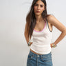 Topshop contrast trim sheer vest top in white