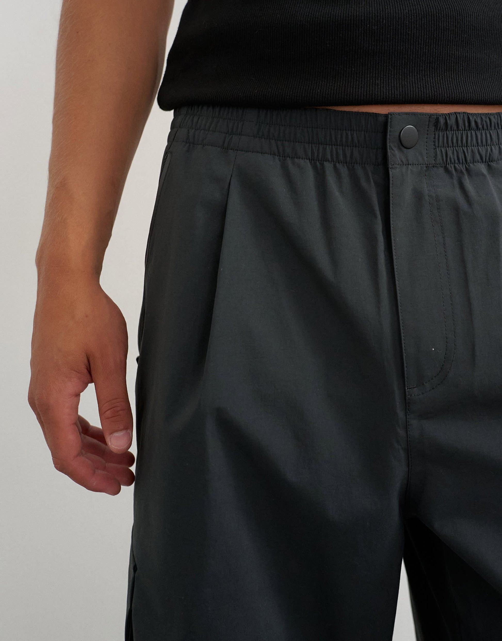 Topman baggy fit waterproof nylon utility trouser in black