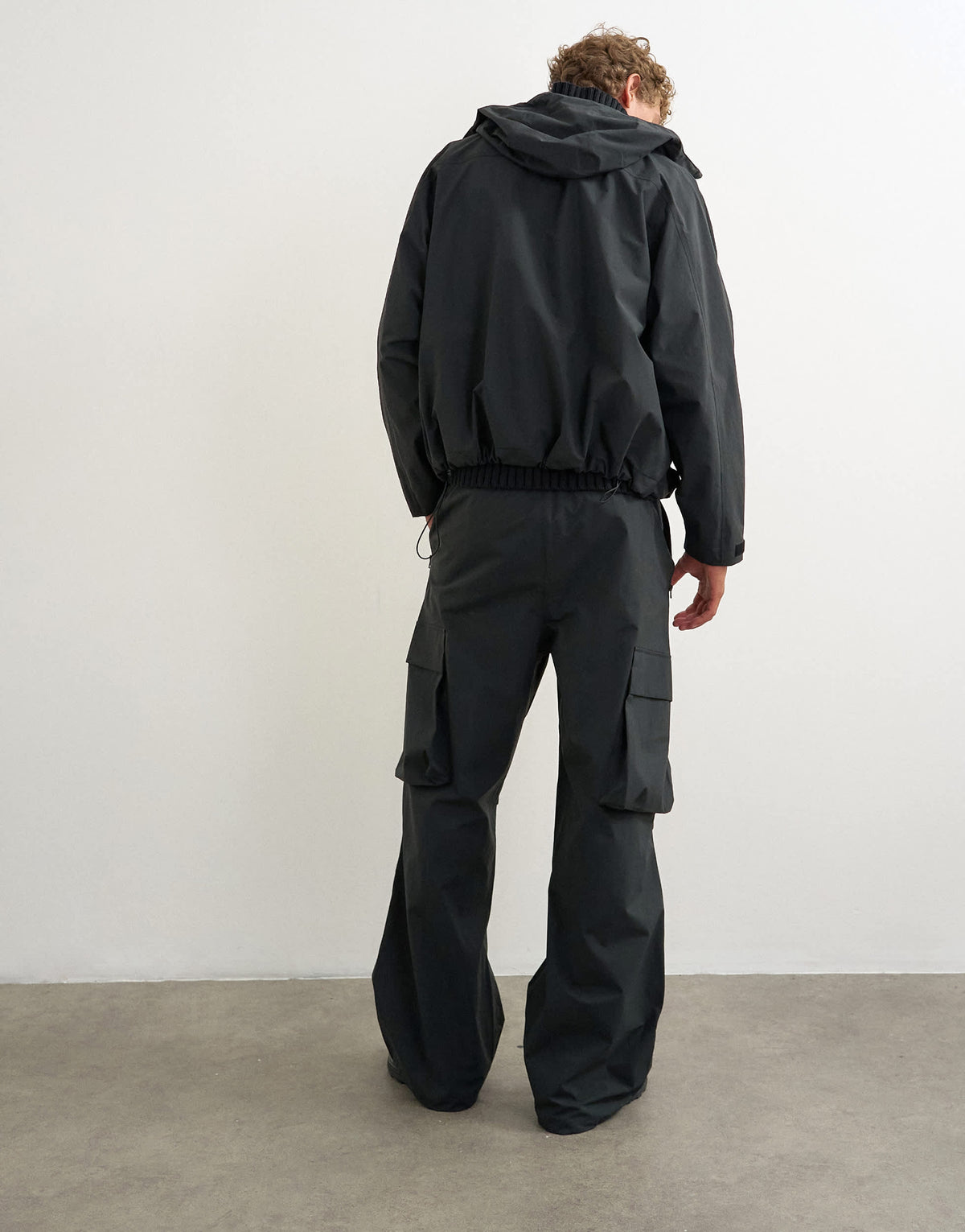 Topman baggy fit waterproof utility trouser in black