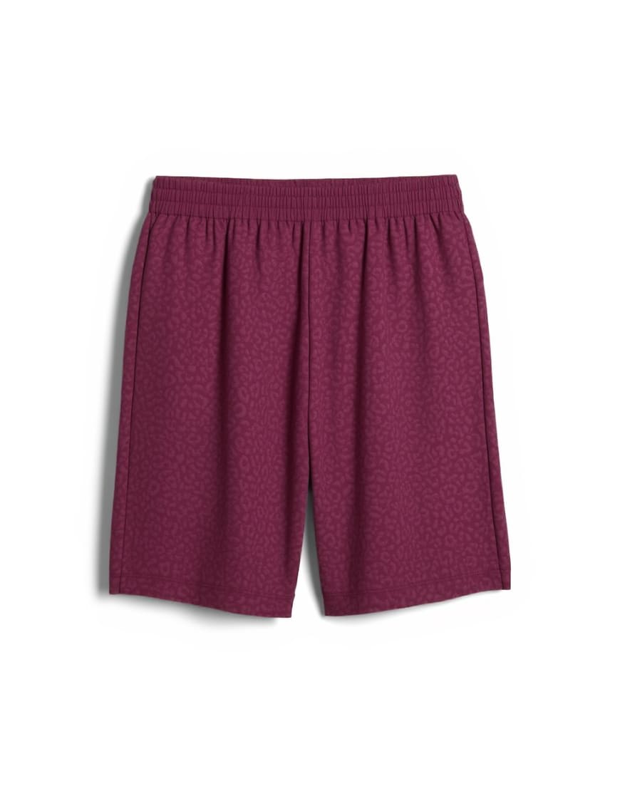 Topman leopard jacquard short in burgundy