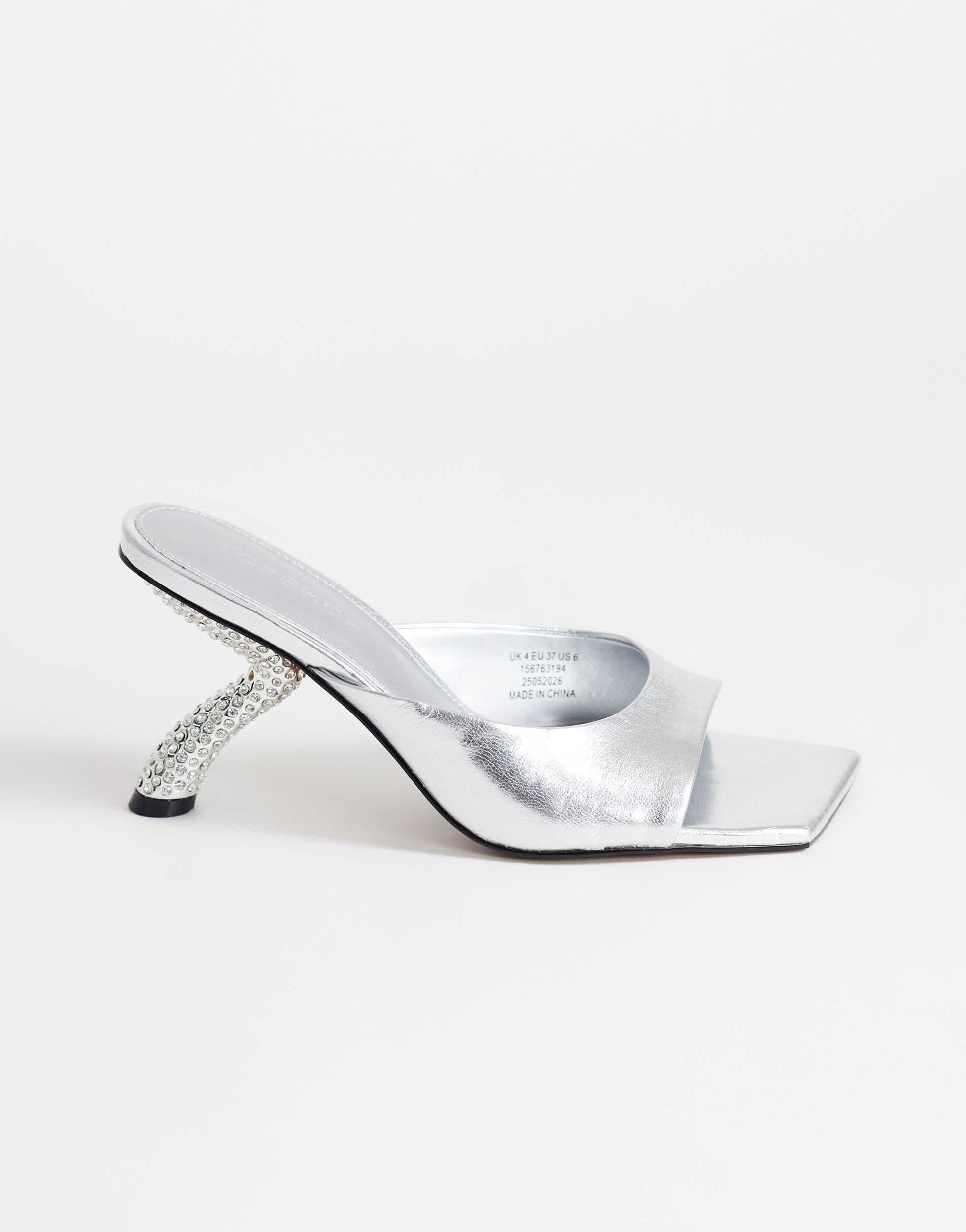 Topshop Octavia strappy high diamante heel sandal in silver