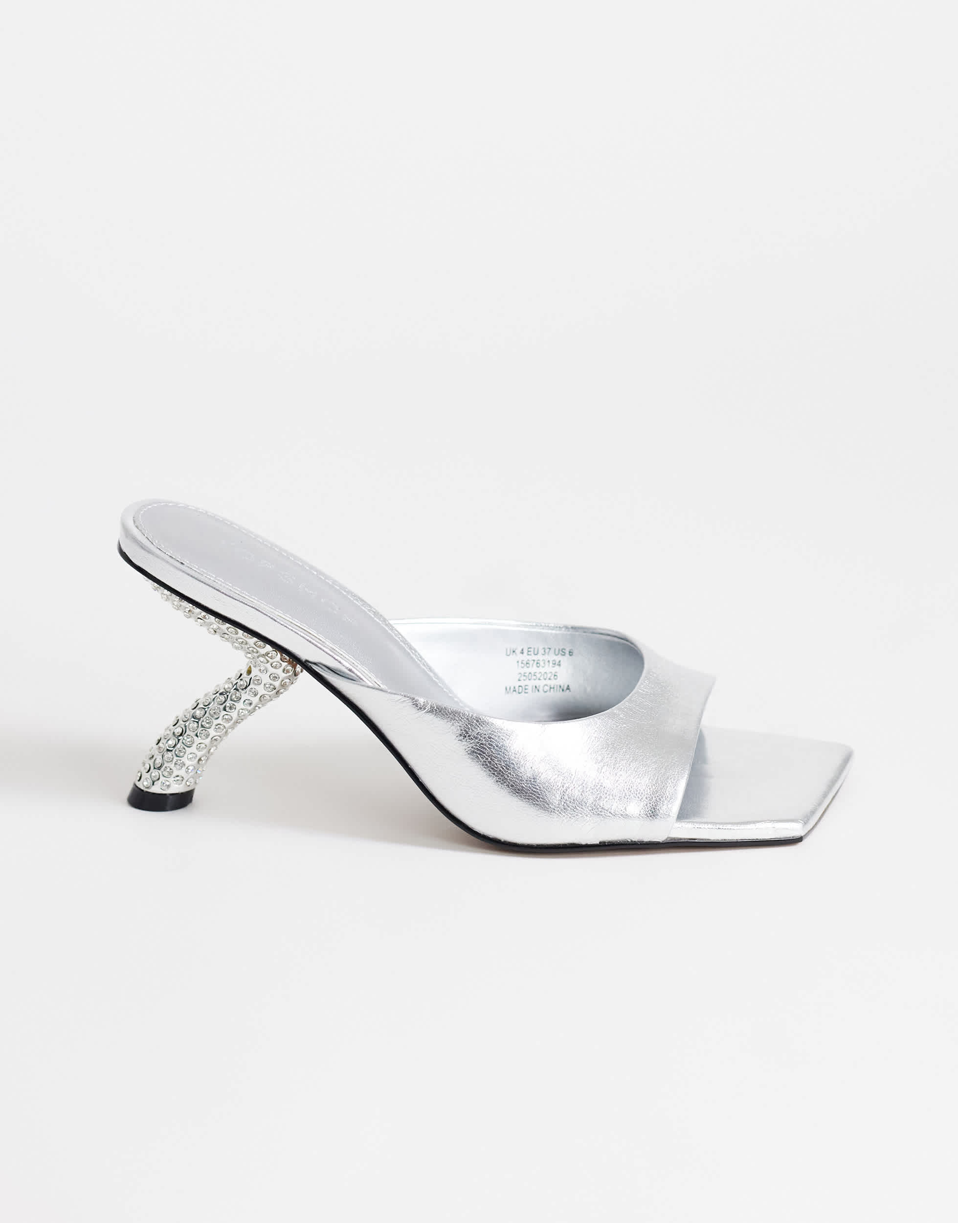 Topshop Octavia strappy high diamante heel sandal in silver