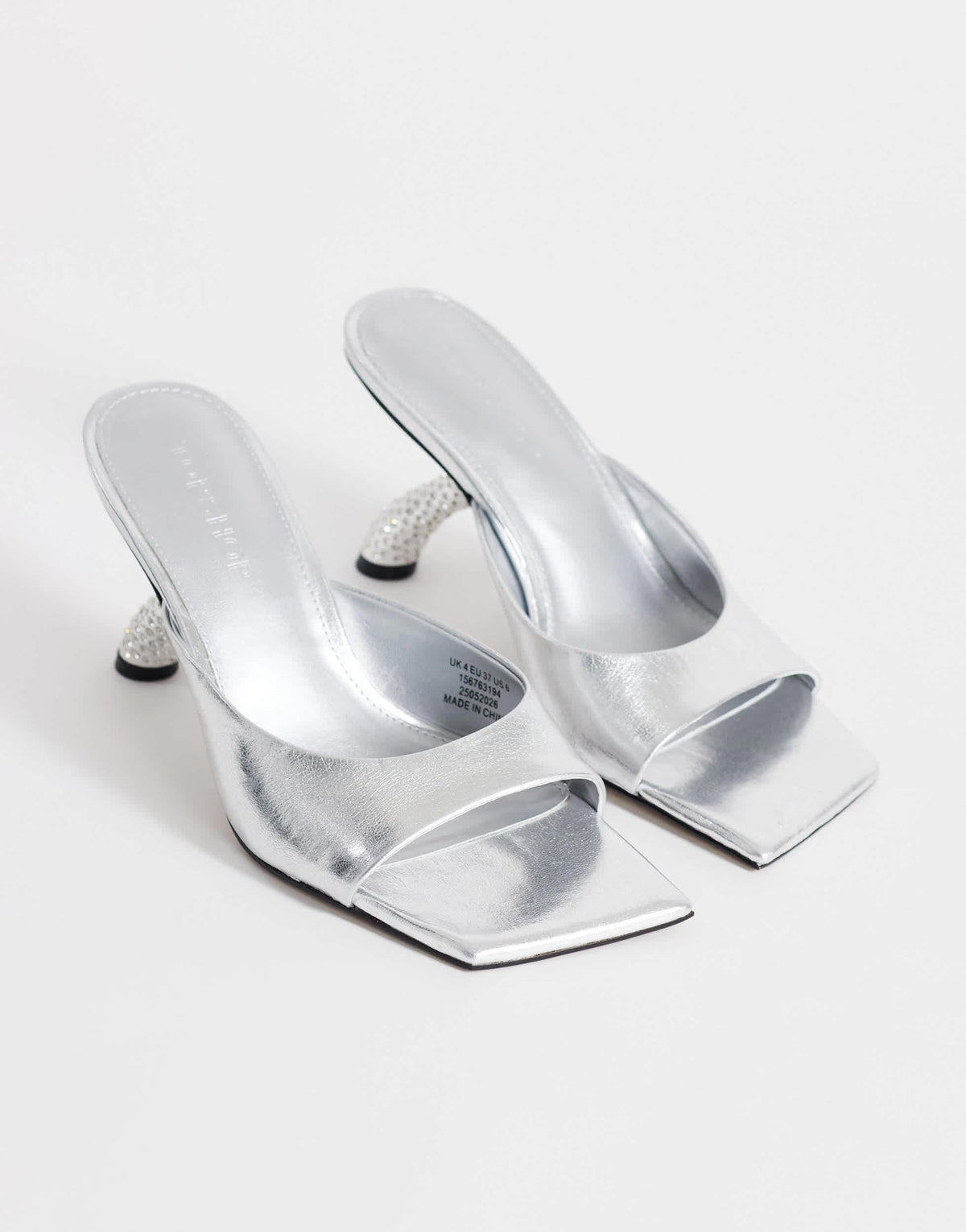 Topshop Octavia strappy high diamante heel sandal in silver