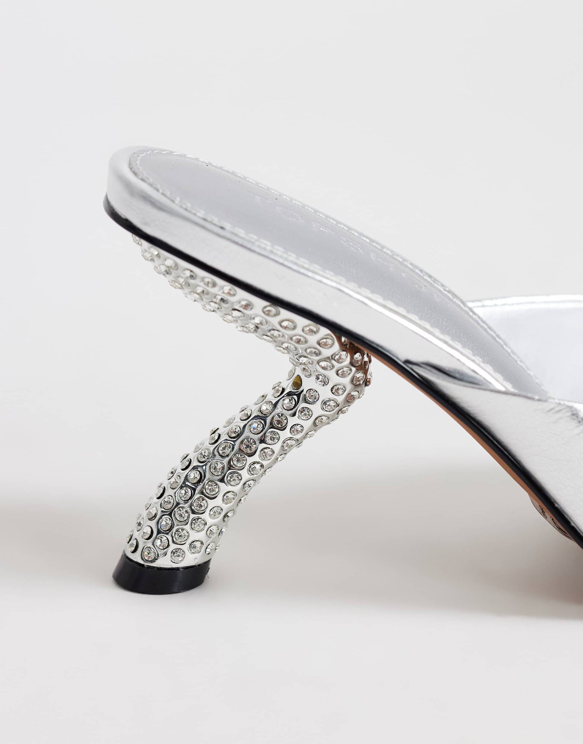 Topshop Octavia strappy high diamante heel sandal in silver
