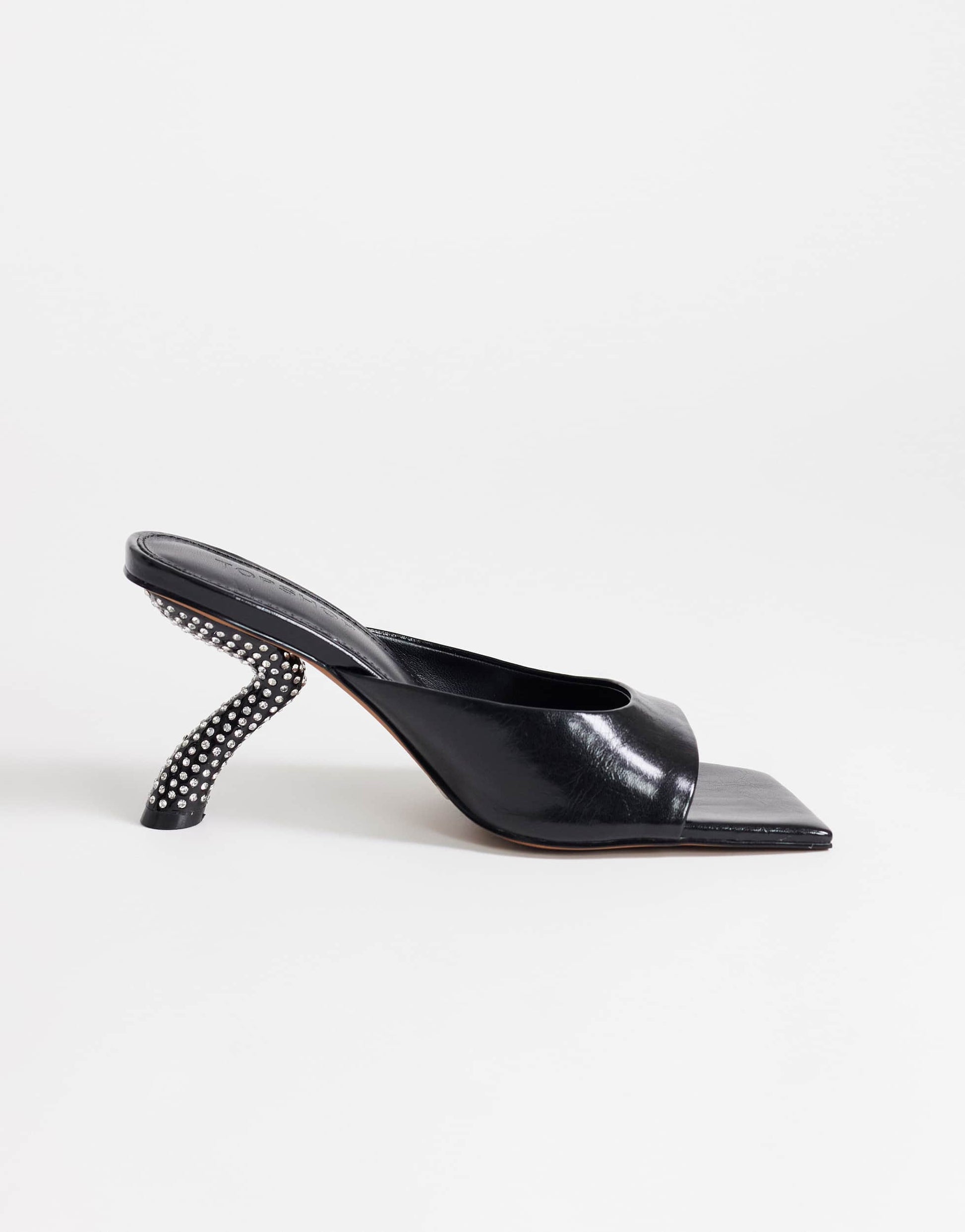 Topshop Octavia strappy high diamante heel sandal in black