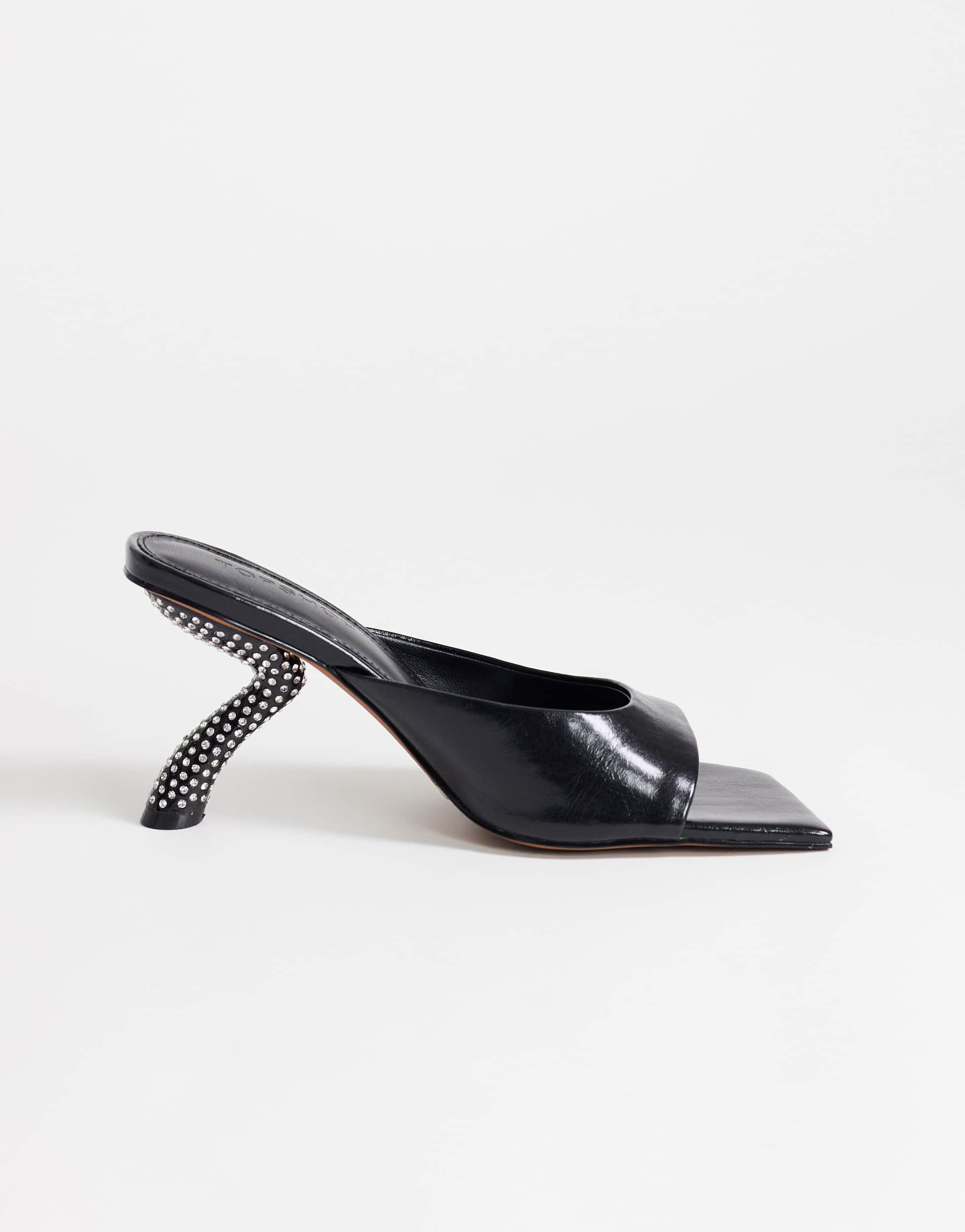 Topshop Octavia strappy high diamante heel sandal in black
