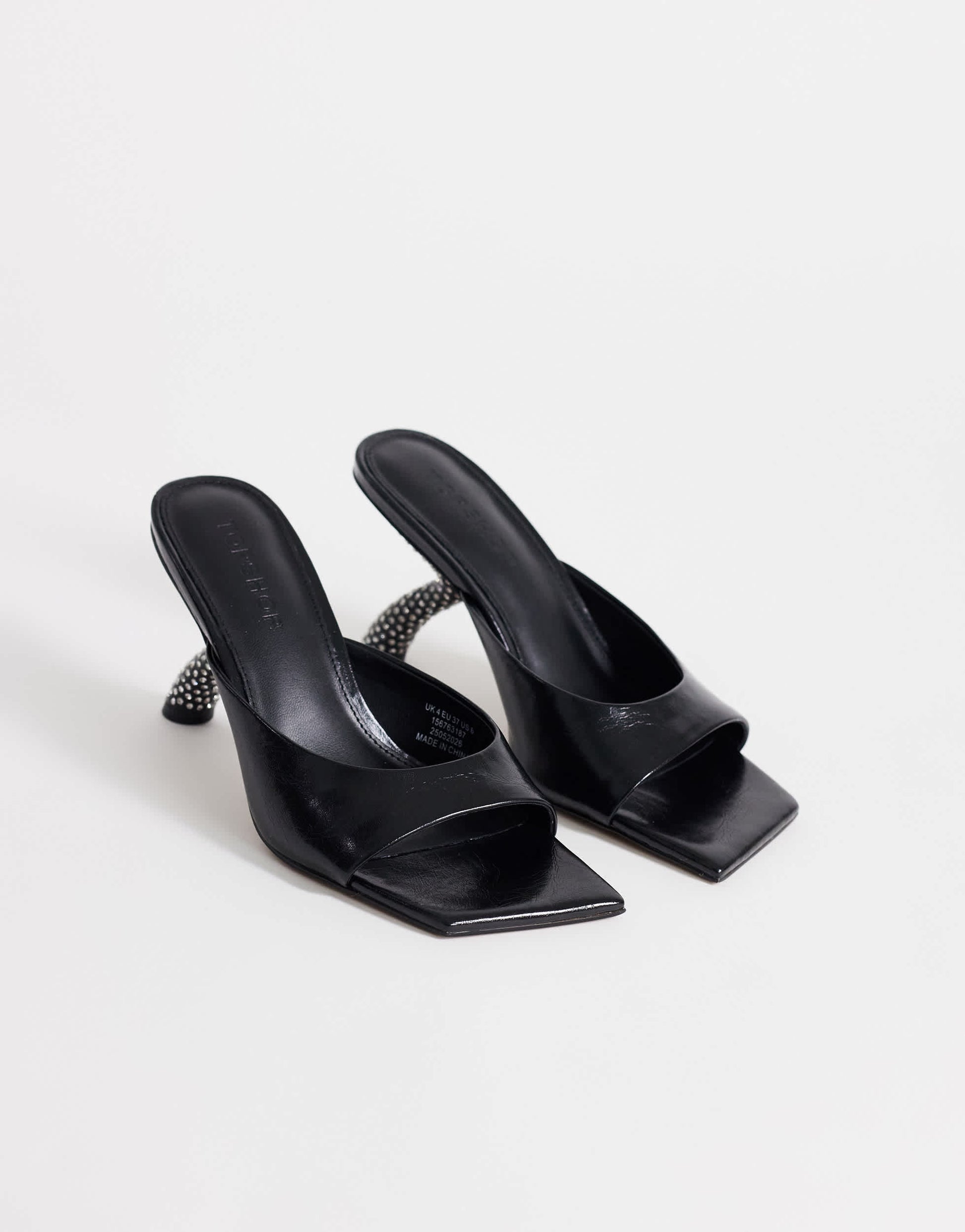 Topshop Octavia strappy high diamante heel sandal in black