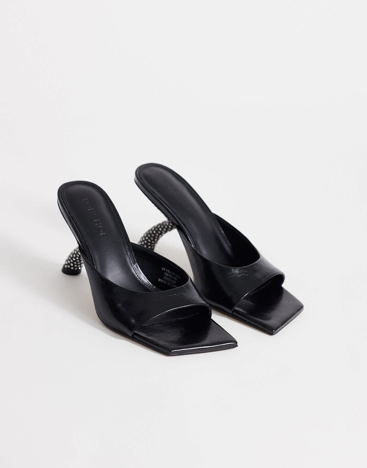 Topshop Octavia strappy high diamante heel sandal in black
